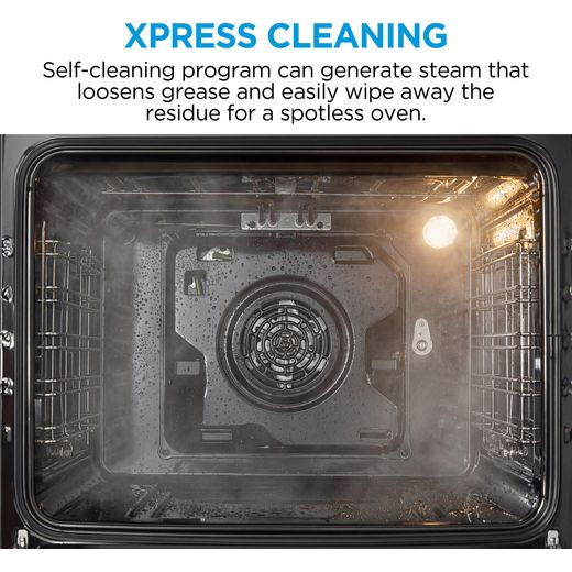 Midea Xpress Fry MBO65M90D2-BK Built In Electric Single Oven - Black - annotation - xpress cleaning shot